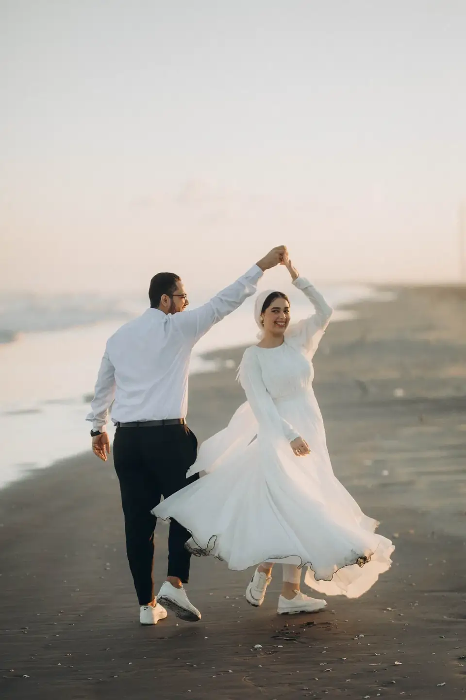 Wedding portrait of a couple outdoors
